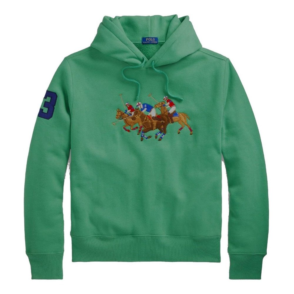 Polo Ralph Lauren Men's Big & Tall LT Equestrian Triple Pony Player Hoodie Green - Picture 5 of 10
